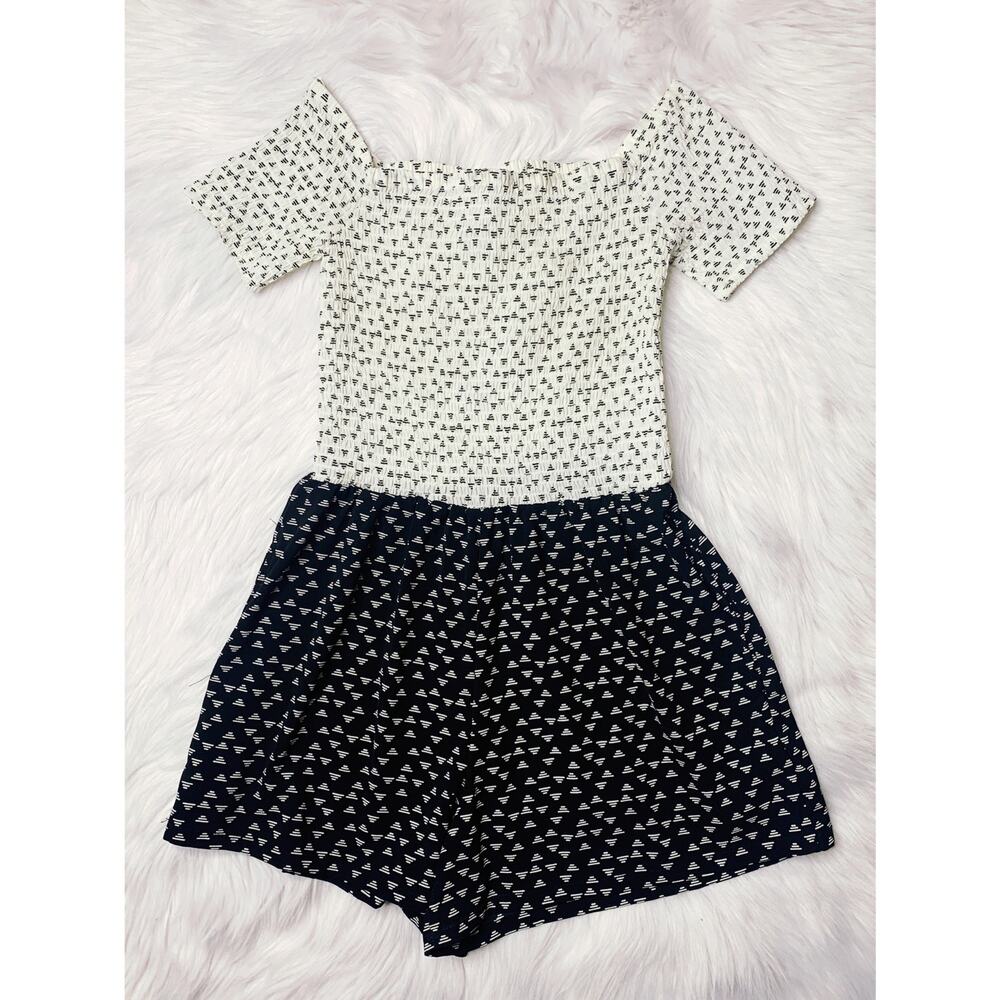 Black and White Romper Geometric Pattern